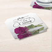 紫エレガント色のバラは飲み物を飲み結婚ない ペーパーコースター (アングル)