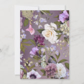 紫エレガント色のフローラ結婚の 招待状 (裏面)