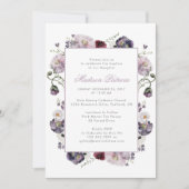 紫エレガント色の水彩フローラ 招待状 (正面)