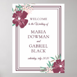 紫エレガント色の花植物標識ポスター ポスター