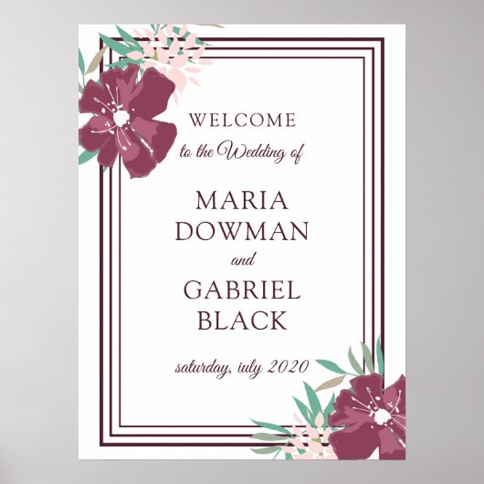 紫エレガント色の花植物標識ポスター ポスター (正面)