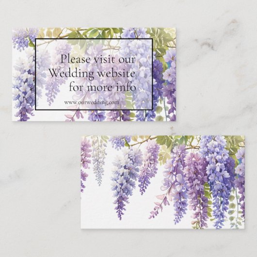 紫エレガント色の藤結婚藤 エンクロージャーカード (正面/裏面)