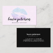 紫エレガント色グリッター唇化粧 名刺 (正面/裏面)