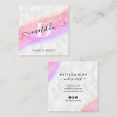 紫エレガント色グリッター大理石化粧家 スクエア名刺 (正面/裏面)