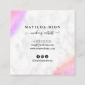 紫エレガント色グリッター大理石化粧家 スクエア名刺 (裏面)