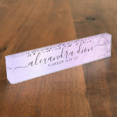 紫エレガント色グリッター大理石化粧家 デスクネームプレート (側面)