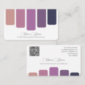 紫エレガント色パレット書道QRコード 名刺 (正面/裏面)