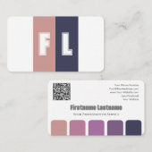 紫エレガント色パレット書道QRコード 名刺 (正面/裏面)