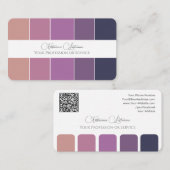 紫エレガント色パレット書道QRコード 名刺 (正面/裏面)