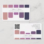 紫エレガント色パレット書道QRコード 名刺 (正面/裏面)