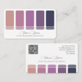 紫エレガント色パレット書道QRコード 名刺 (正面/裏面)