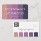 紫エレガント色パレット書道QRコード 名刺 (正面/裏面)