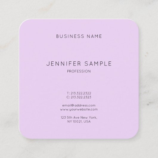 紫エレガント色プロフェッショナルミニマル スクエア名刺 (裏面)