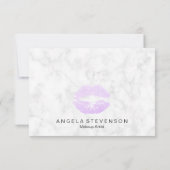 紫エレガント色モダングリッター唇白大理石 サンキューカード (裏面)