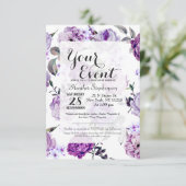 紫エレガント色薄紫紫花 招待状 (スタンド正面)