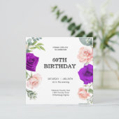 紫エレガント色60TH誕生日招待状 招待状 (スタンド正面)