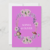 紫エレガント花とキノコリース結婚ズ 招待状 (正面)