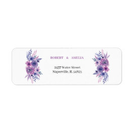 紫エレガント花のパーソナライズされた差出人住所 ラベル