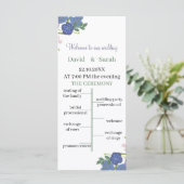 紫エレガント花のパーソナライズされた結婚式 プログラム (スタンド正面)