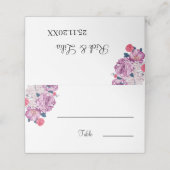 紫エレガント花パーソナライズされたの結婚テーブル プレイスカード (外部開封)