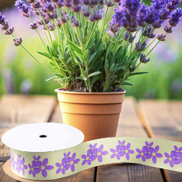 紫エレガント花フローラクリームサテンリボン サテンリボン