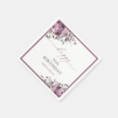 紫エレガント花時代の誕生日パーティー スタンダードカクテルナプキン (角)