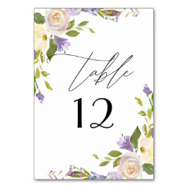 紫エレガント花模様水彩書道 テーブルナンバー