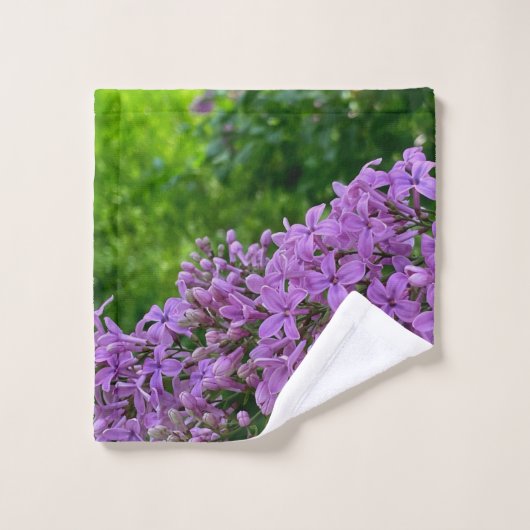 紫エレガント花模様 バスタオルセット (ウォッシュタオル)