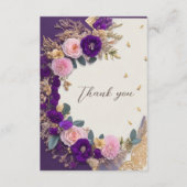 紫エレガント花葬儀サンキューカード エンクロージャーカード (正面)