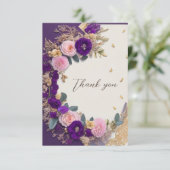 紫エレガント花葬儀サンキューカード エンクロージャーカード (スタンド正面)