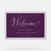 紫エレガント茄子の結婚歓迎 アクリルサイン (正面)