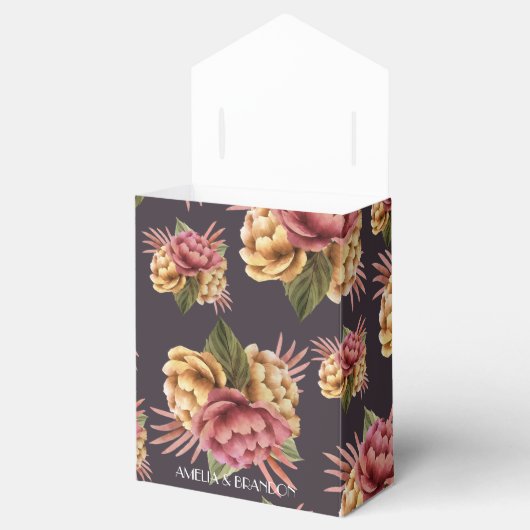 紫エレガント茶に牡丹の花 フェイバーボックス (オープン)