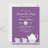 紫エレガント茶モダンパーティーブライダルシャワー 招待状 (正面)