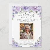 紫エレガント薄紫フローラ写真葬儀記念館 サンキューカード (正面)