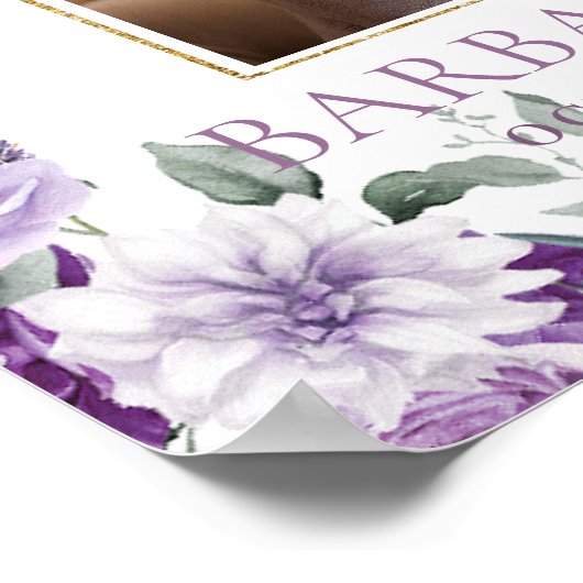 紫エレガント薄紫フローラ写真葬儀記念館 ポスター (角)