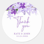 紫エレガント薄紫フローラ結婚の ラウンドシール (正面)