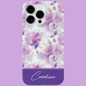 紫エレガント薄紫水色フローラデザイン Case-Mate iPhoneケース