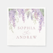 紫エレガント藤の花のナ結婚プキン スタンダードカクテルナプキン (正面)