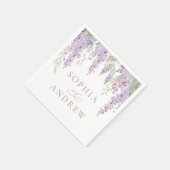 紫エレガント藤の花のナ結婚プキン スタンダードカクテルナプキン (角)