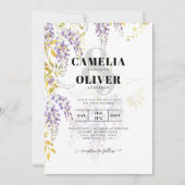 紫エレガント藤の花モダンフローラ 招待状 (正面)