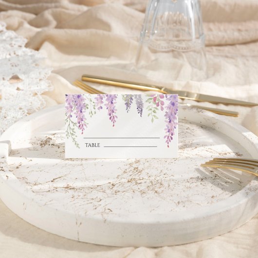 紫エレガント藤の花結婚の プレイスカード