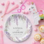 紫エレガント藤の花結婚の ペーパープレート (パーティー)