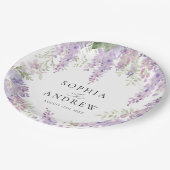 紫エレガント藤の花結婚の ペーパープレート (アングル)