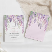 紫エレガント藤の花結婚の 招待状