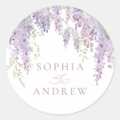 紫エレガント藤の花 ラウンドシール (正面)