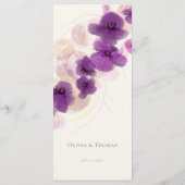 紫エレガント蘭の神の書道シック結婚ズ メニュー (裏面)