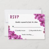 紫エレガント蘭の花の夏のフローラ結婚 出欠カード (正面)