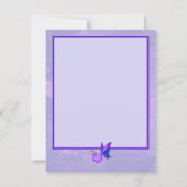 紫エレガント蝶とハイビスカスの日付を保存 招待状 (裏面)