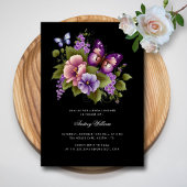 紫エレガント蝶のブライダルシャワー招待 招待状