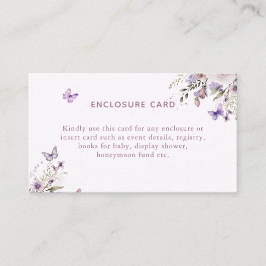 紫エレガント蝶フローラエンクロージャカード エンクロージャーカード (正面)